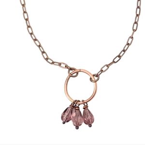 NWT raw brass copper and Czech Glass Necklace